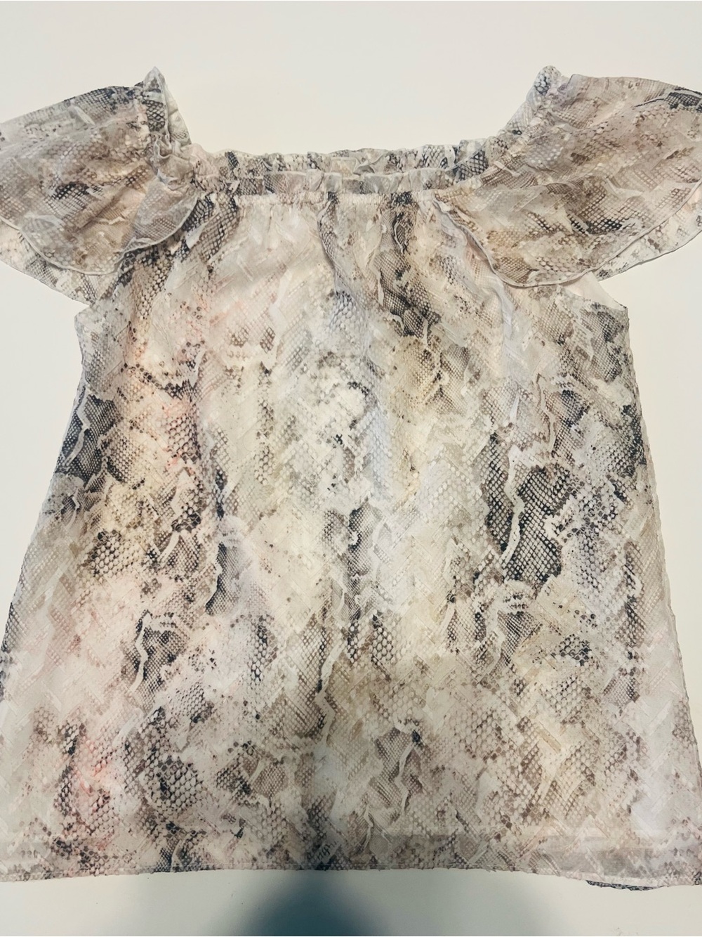 White House Black Market Off-Shoulder Snake Print Blouse - Neutral
